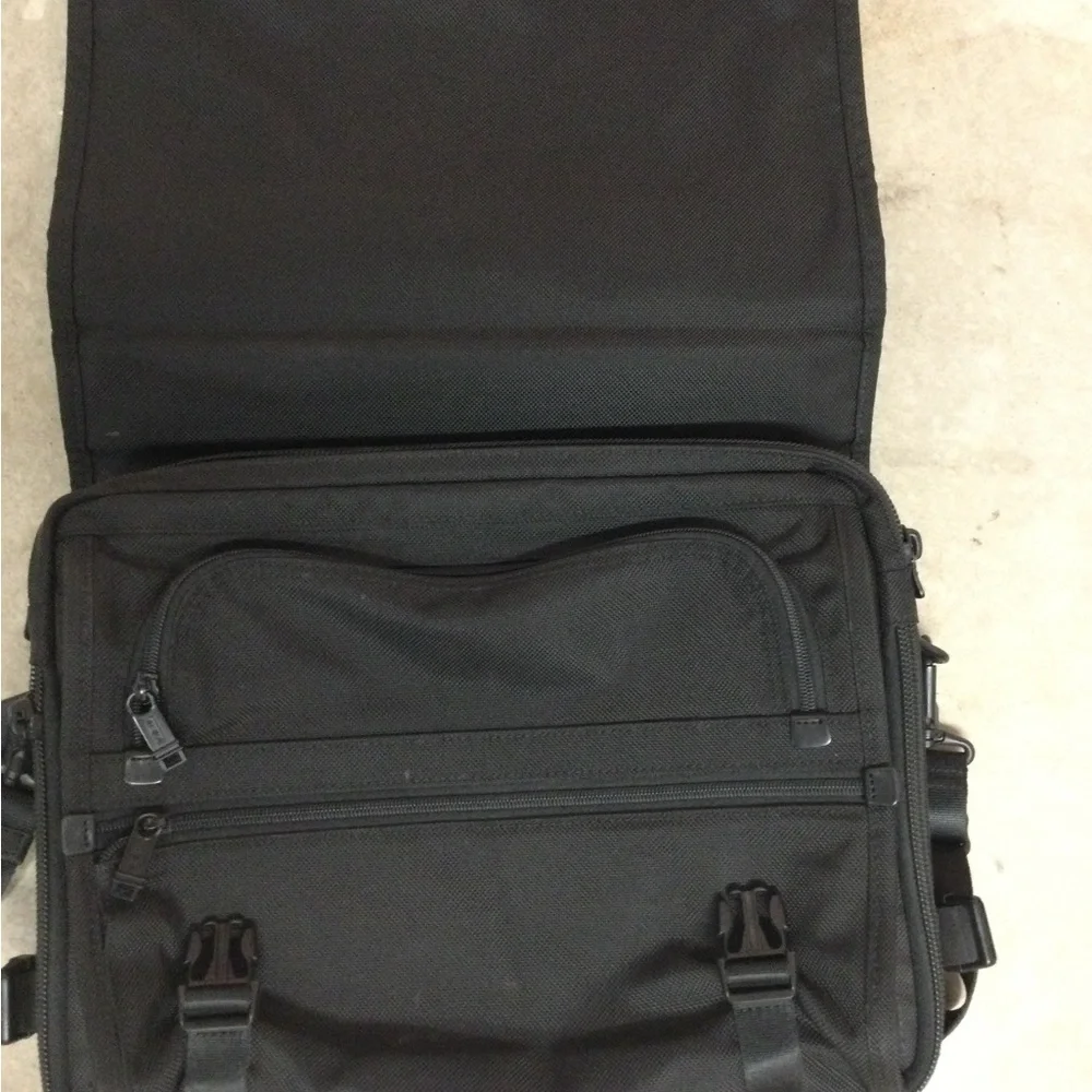 Men's Black Messenger Briefcase with Adjustable Strap